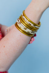 BuDhaGirl | Ivory Enamel Veda Bangles - Set Of 6