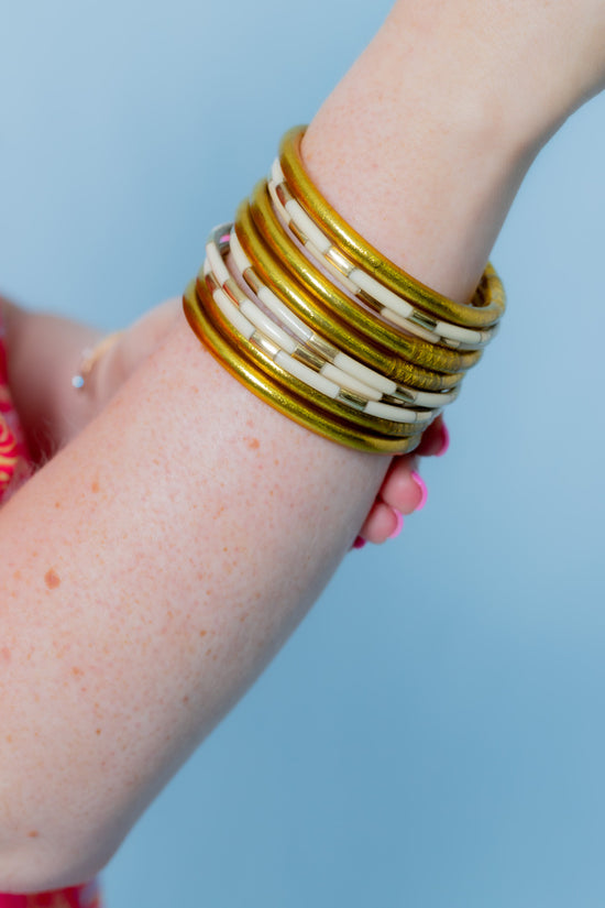 BuDhaGirl | Ivory Enamel Veda Bangles - Set Of 6