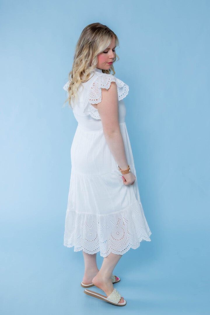 Magnolia White Tiered Midi Dress