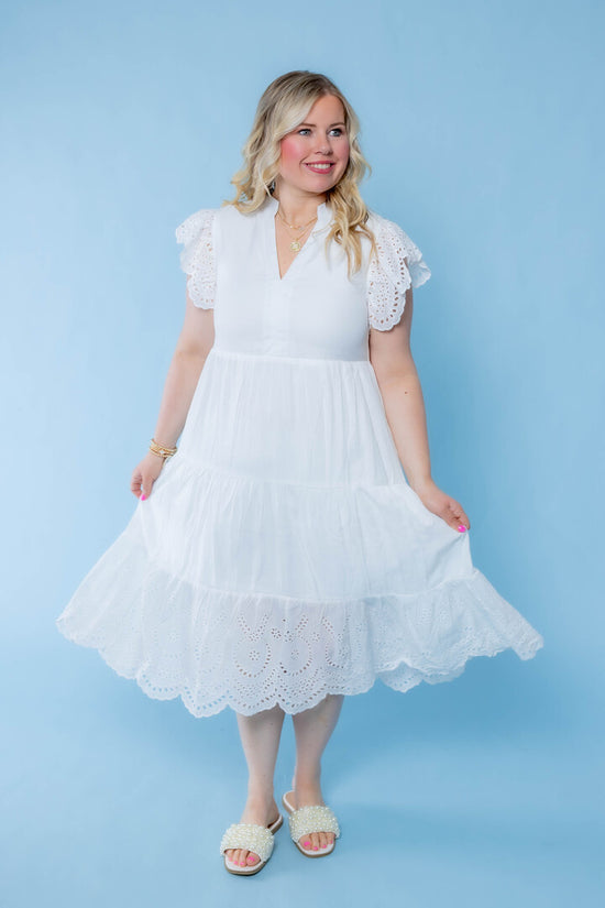 Magnolia White Tiered Midi Dress