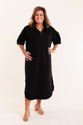 Emily McCarthy | Poppy Caftan Dress in Jet Black Ponte