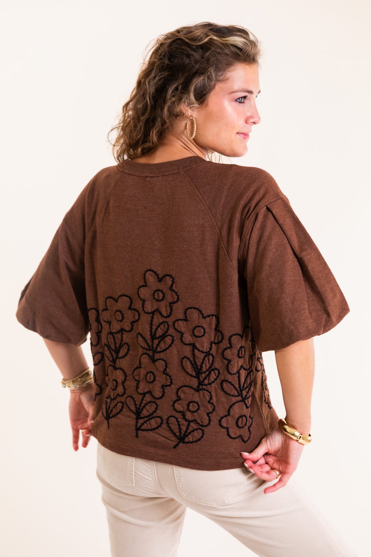 Ivy Jane | French Terry Crewneck with Floral Embroidery