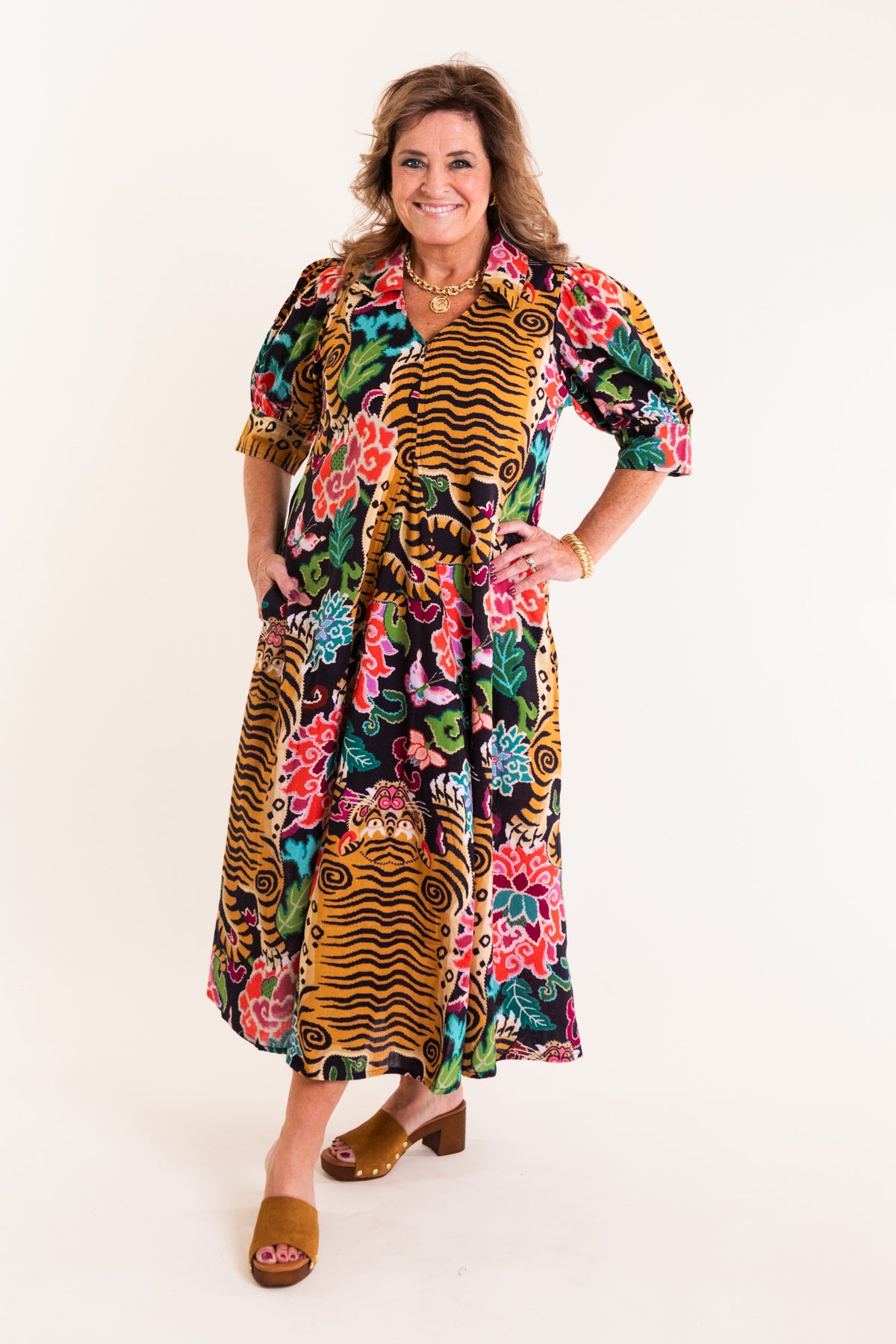 Dizzy Lizzie | Montauk Dress with Tiger Rug Print