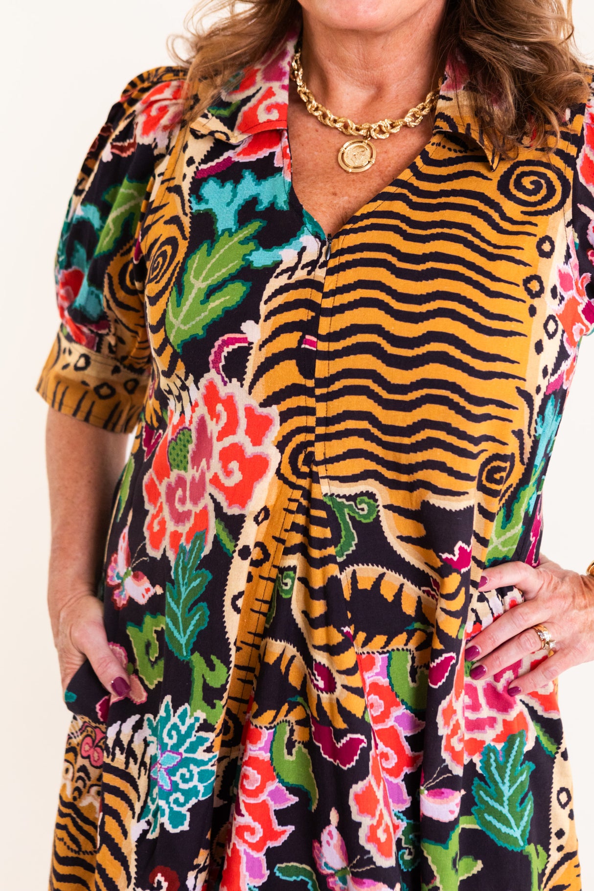 Dizzy Lizzie | Montauk Dress with Tiger Rug Print
