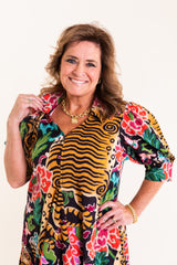 Dizzy Lizzie | Montauk Dress with Tiger Rug Print