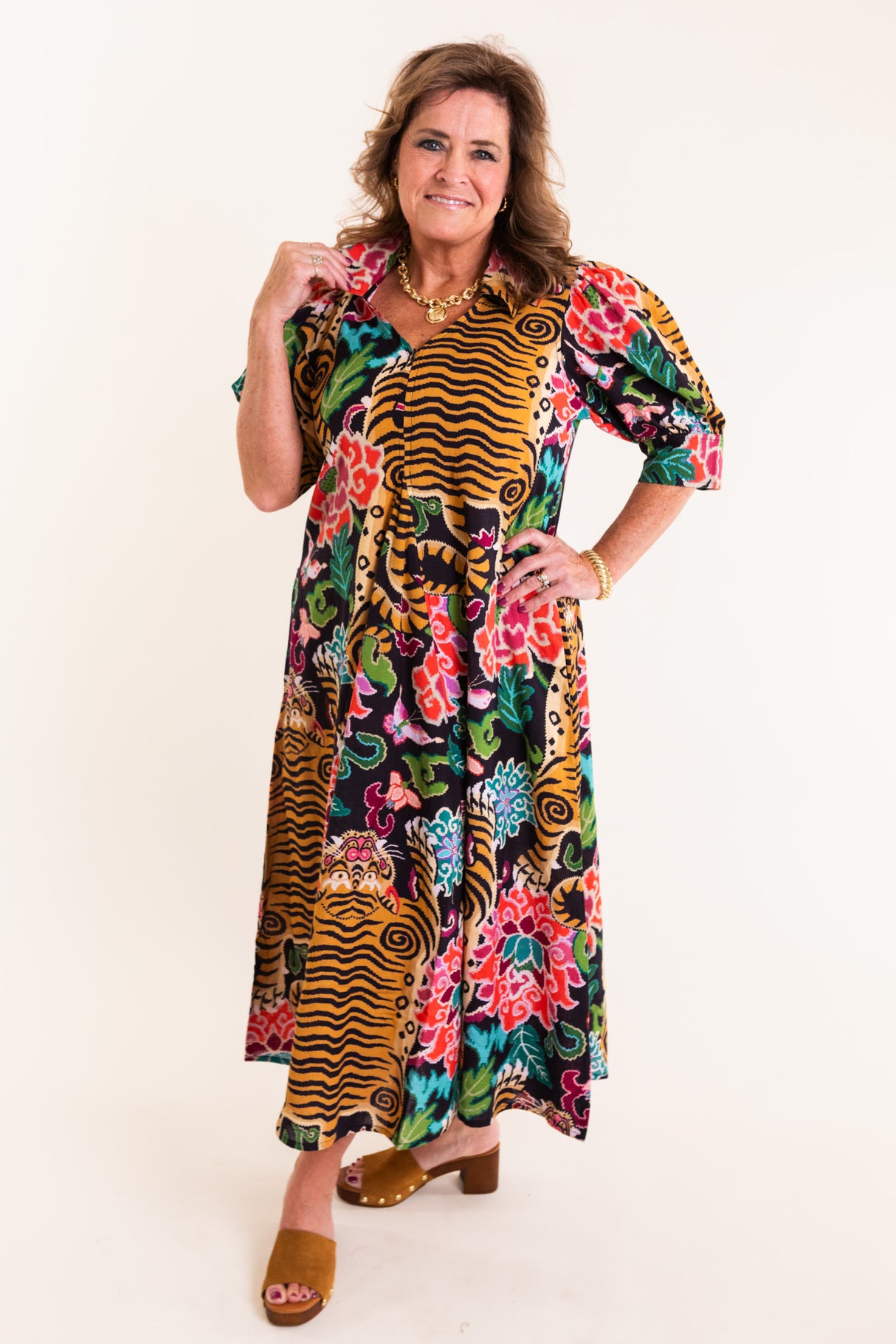Dizzy Lizzie | Montauk Dress with Tiger Rug Print