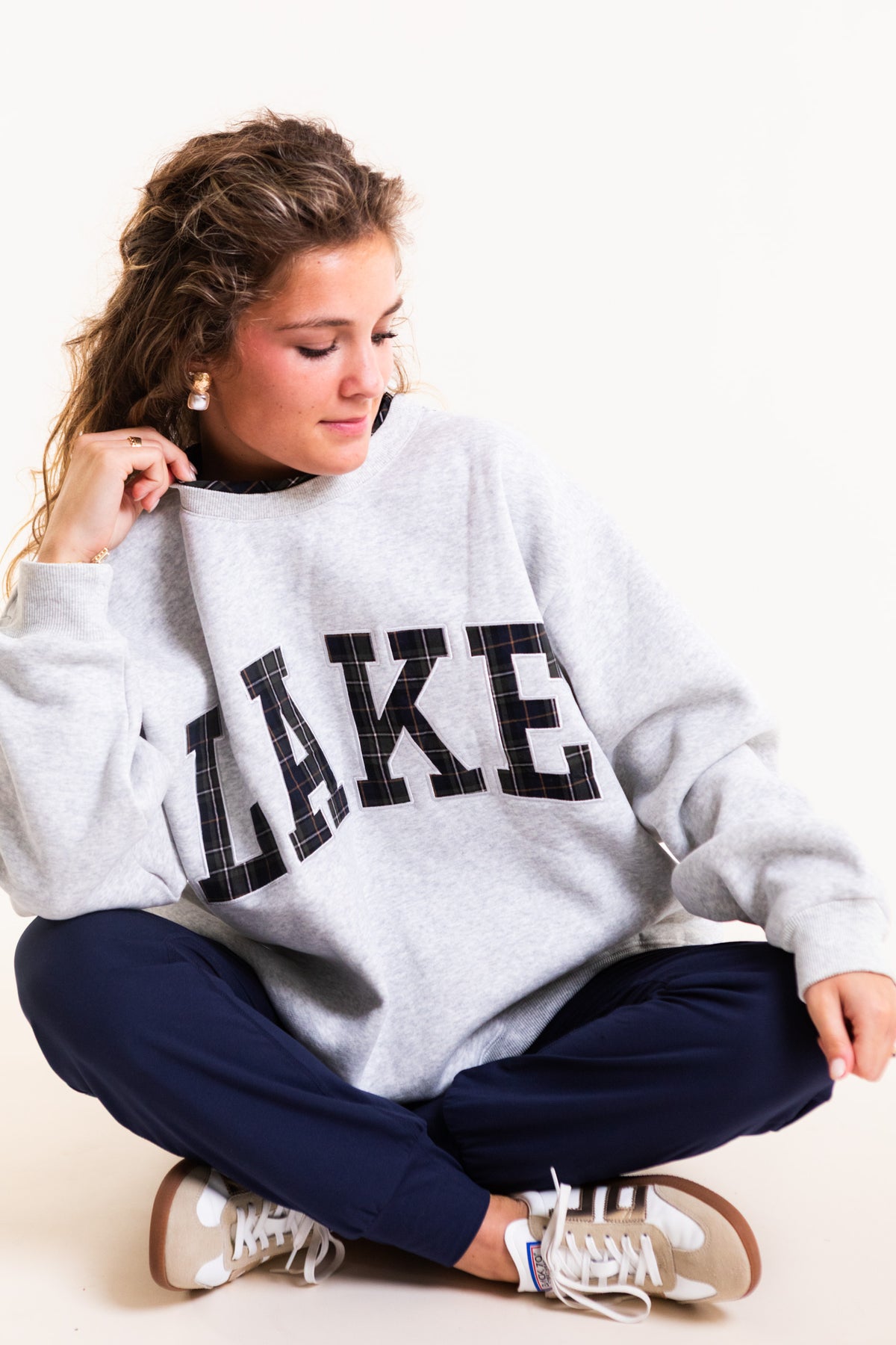 Lake Checkered Embroidered Mockneck Sweatshirt