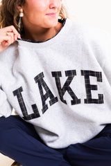 Lake Checkered Embroidered Mockneck Sweatshirt