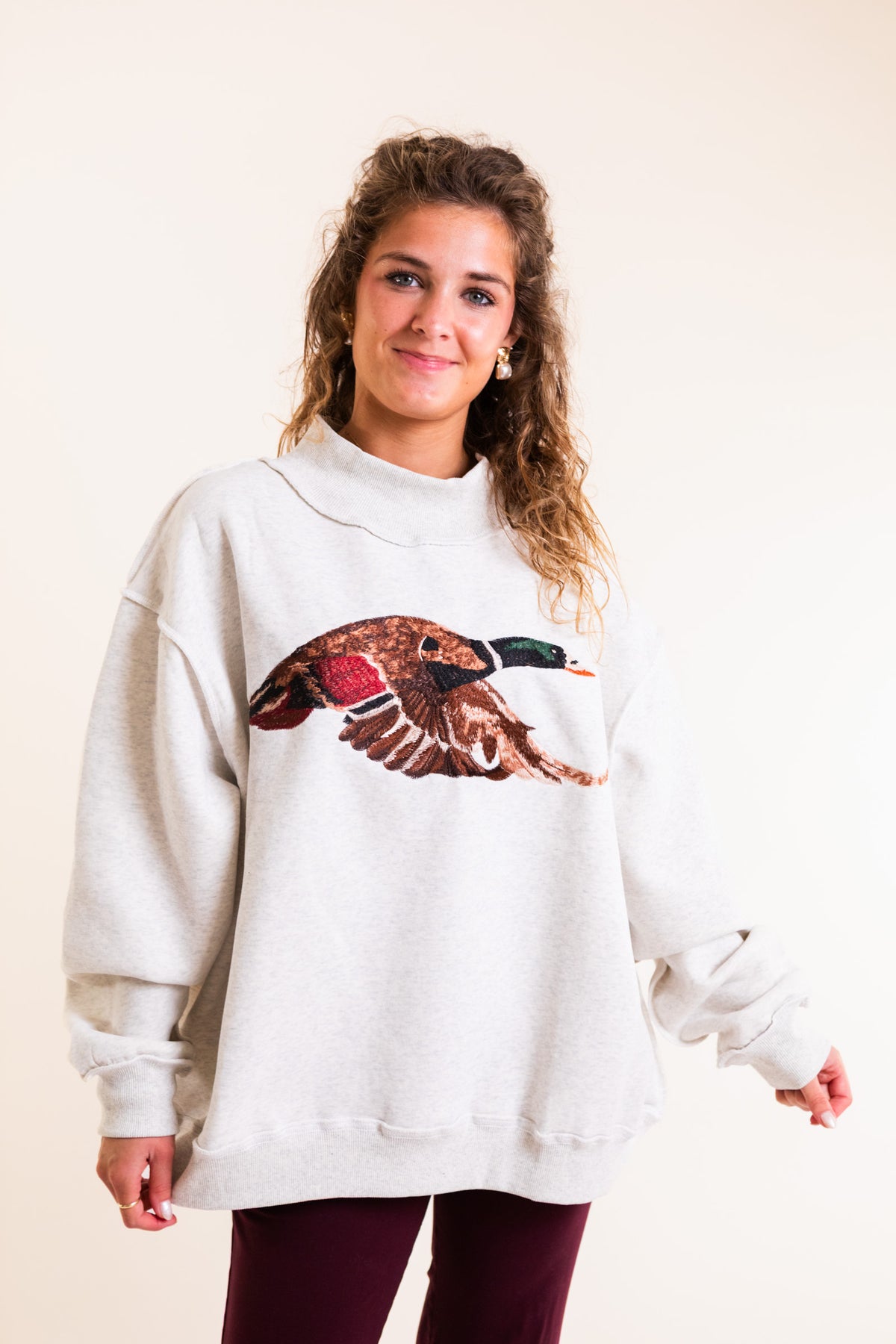 Mallard Embroidered Mockneck Sweatshirt