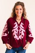 The Isadora Wine Blouse