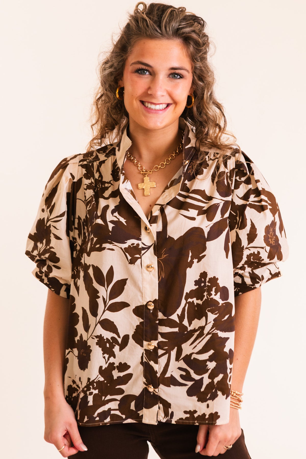 The Sienna Mocha Floral Blouse