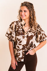 The Sienna Mocha Floral Blouse