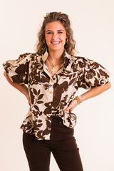 The Sienna Mocha Floral Blouse