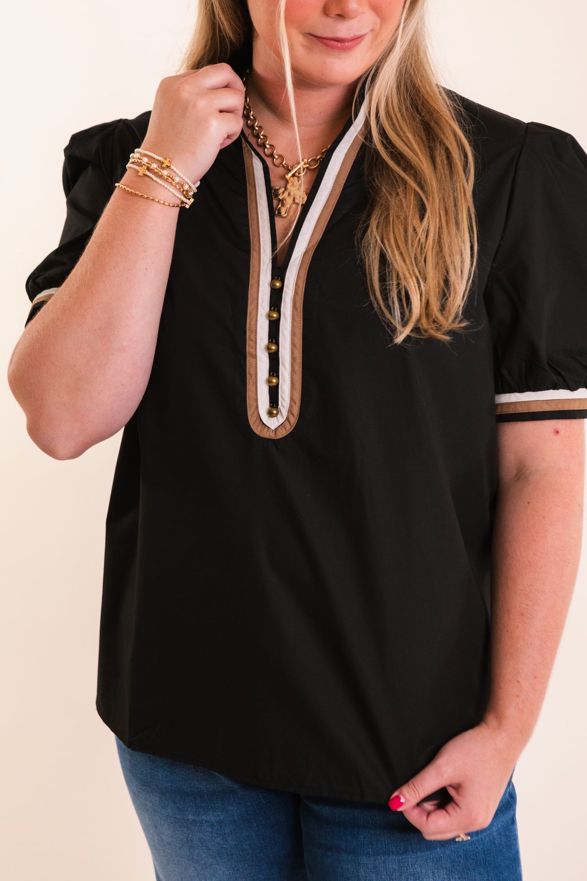 The Rowena Contrast Trim Blouse