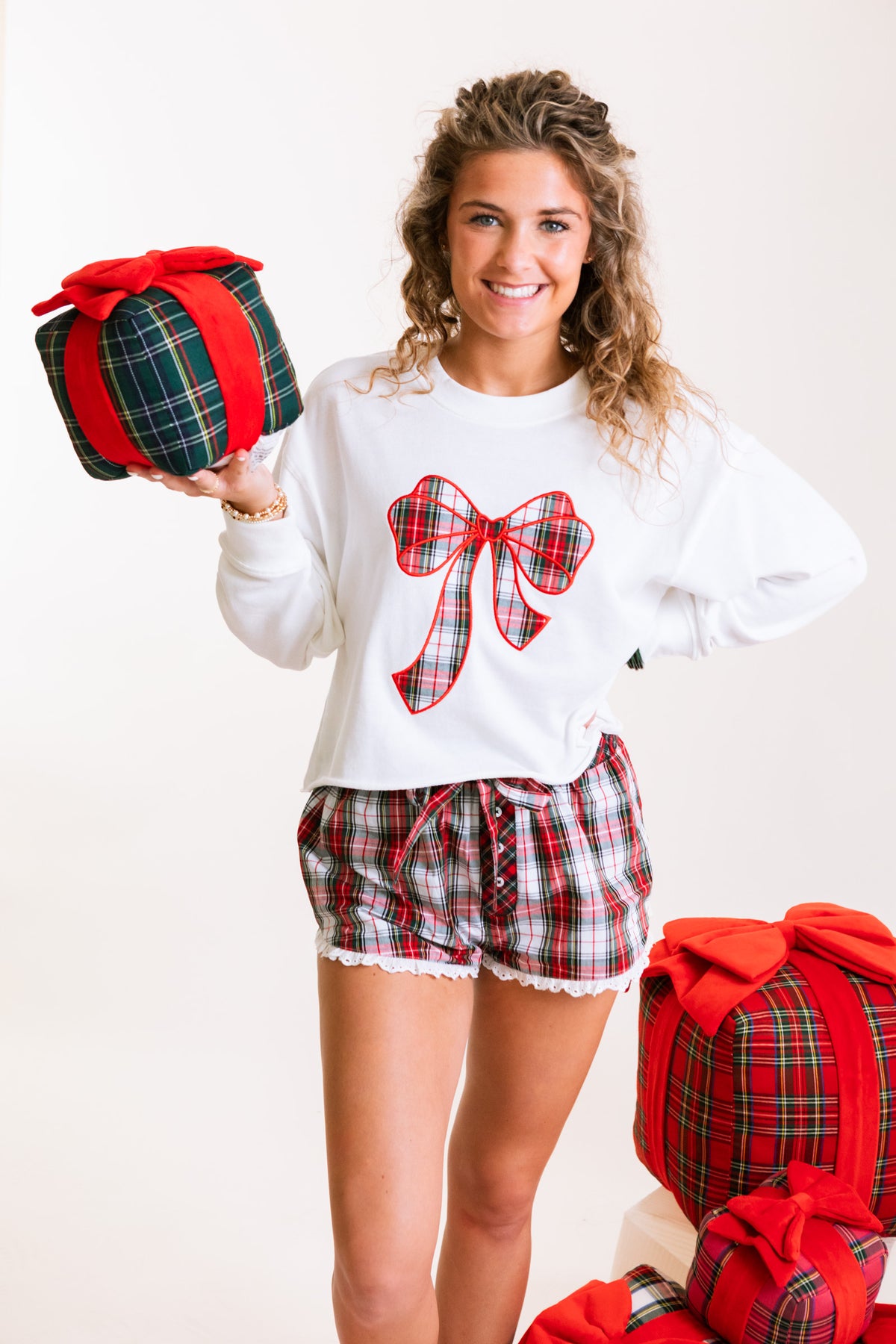Shiraleah | Tartan Bow Lounge Sweatshirt