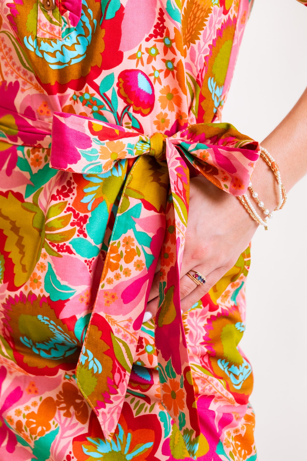 Ivy Jane | Bouquet Midi Shirt Dress in Coral