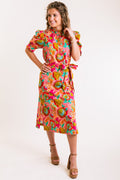 Ivy Jane | Bouquet Midi Shirt Dress in Coral