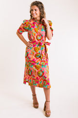 Ivy Jane | Bouquet Midi Shirt Dress in Coral