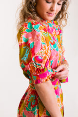 Ivy Jane | Bouquet Midi Shirt Dress in Coral