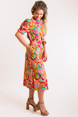 Ivy Jane | Bouquet Midi Shirt Dress in Coral