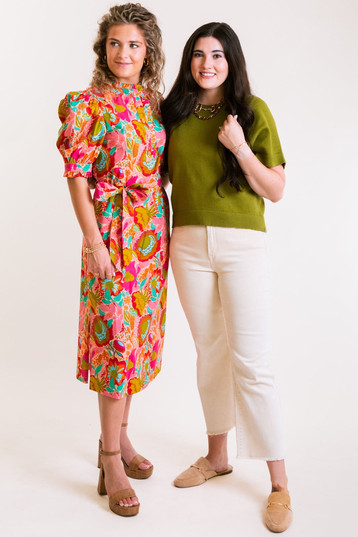 Ivy Jane | Bouquet Midi Shirt Dress in Coral