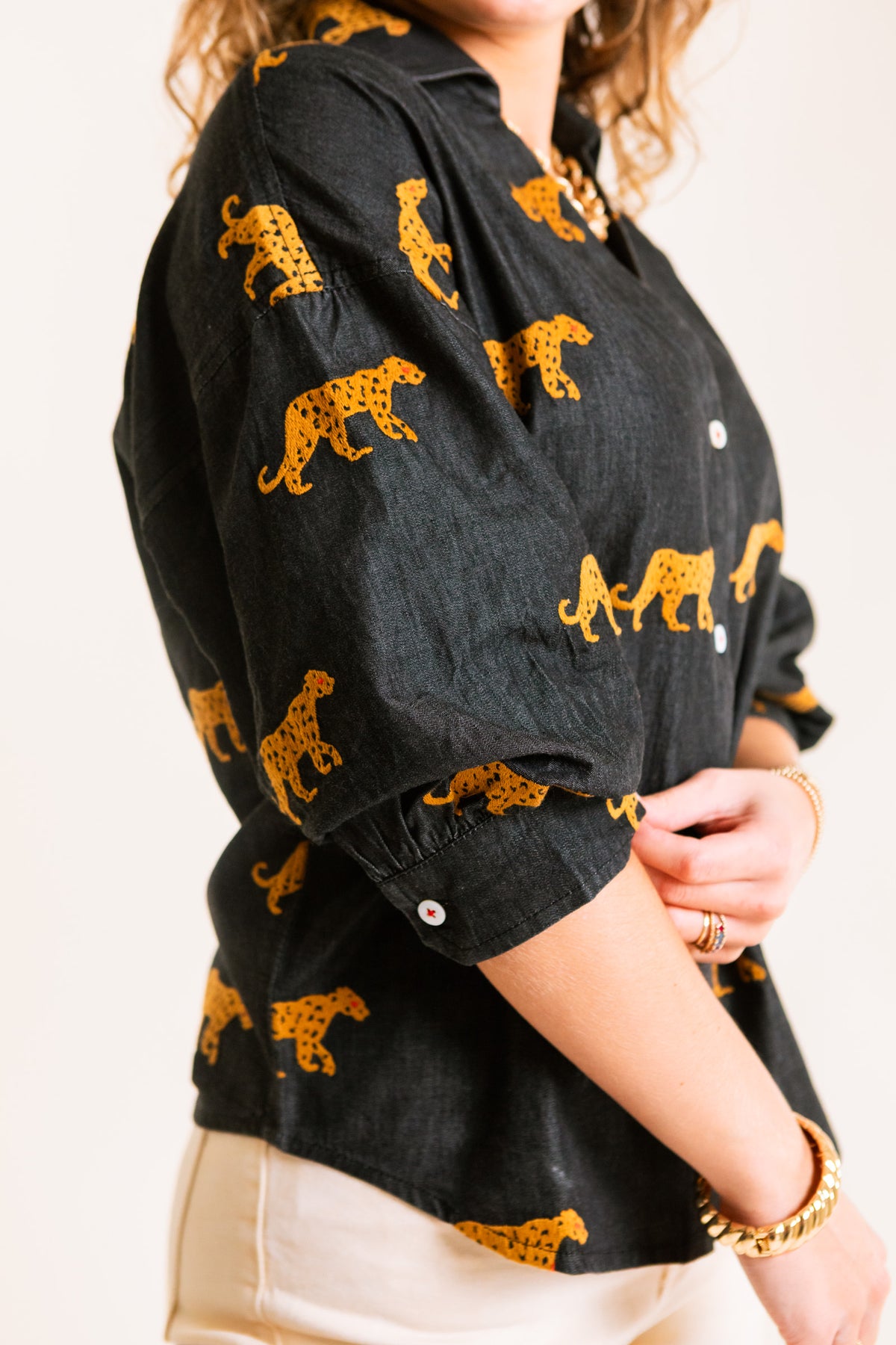 Dizzy Lizzie | Milano Top with Embroidered Cheetahs
