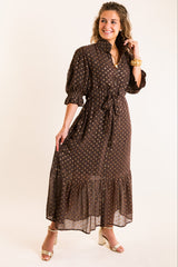 The Catherine Midi Dress in Chocolate