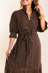 The Catherine Midi Dress in Chocolate