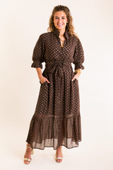 The Catherine Midi Dress in Chocolate