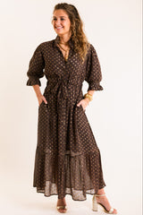 The Catherine Midi Dress in Chocolate