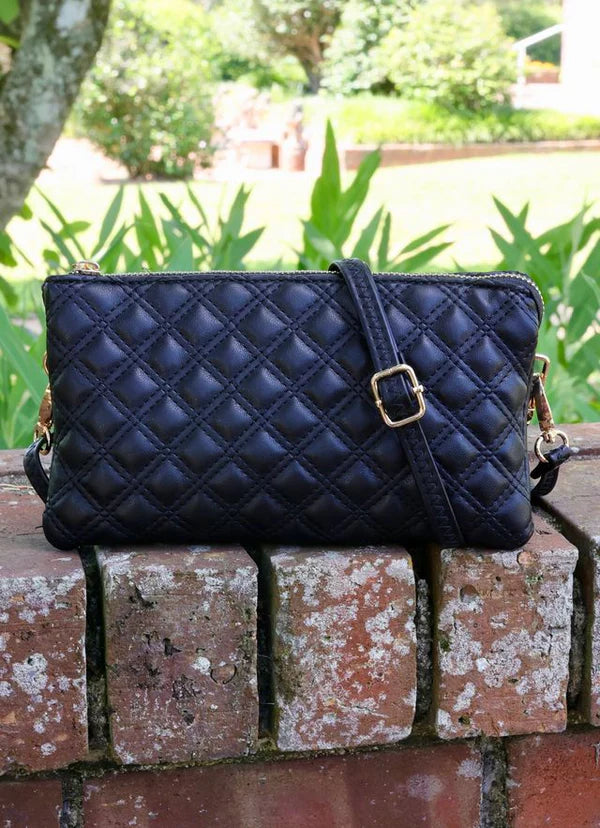 Caroline Hill | Liz Custom Collection Crossbody Bag Black Quilted SQ