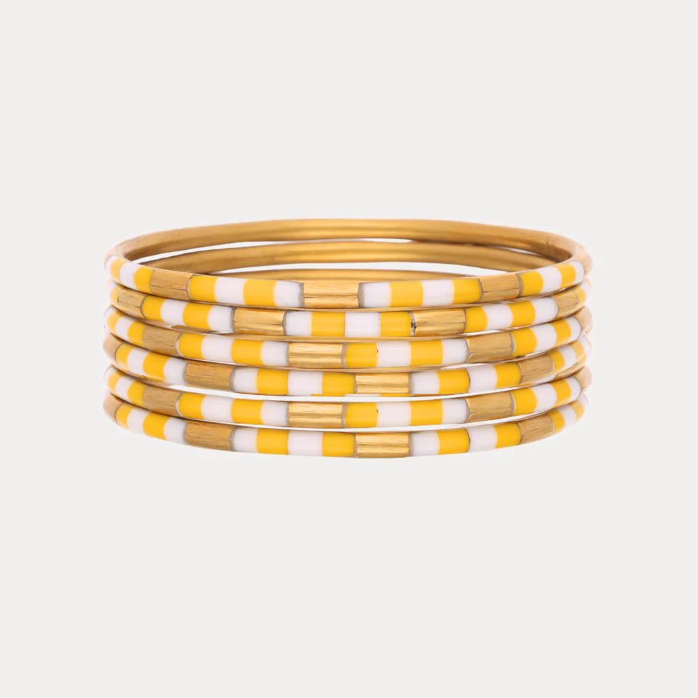 BuDhaGirl | Yellow/White Veda Bangles - Set of 6