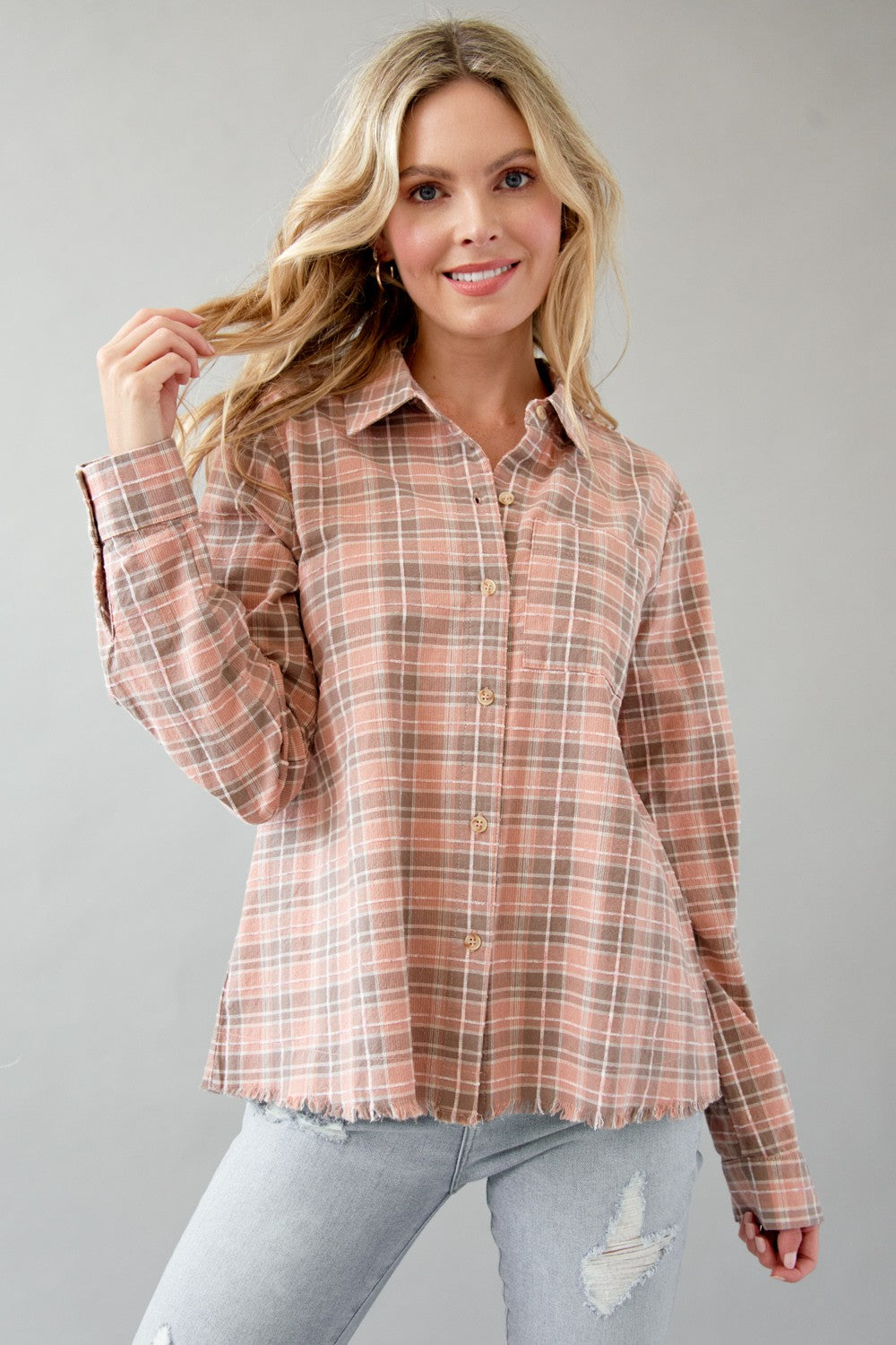 Plaid Shirt with Rollable Sleeves