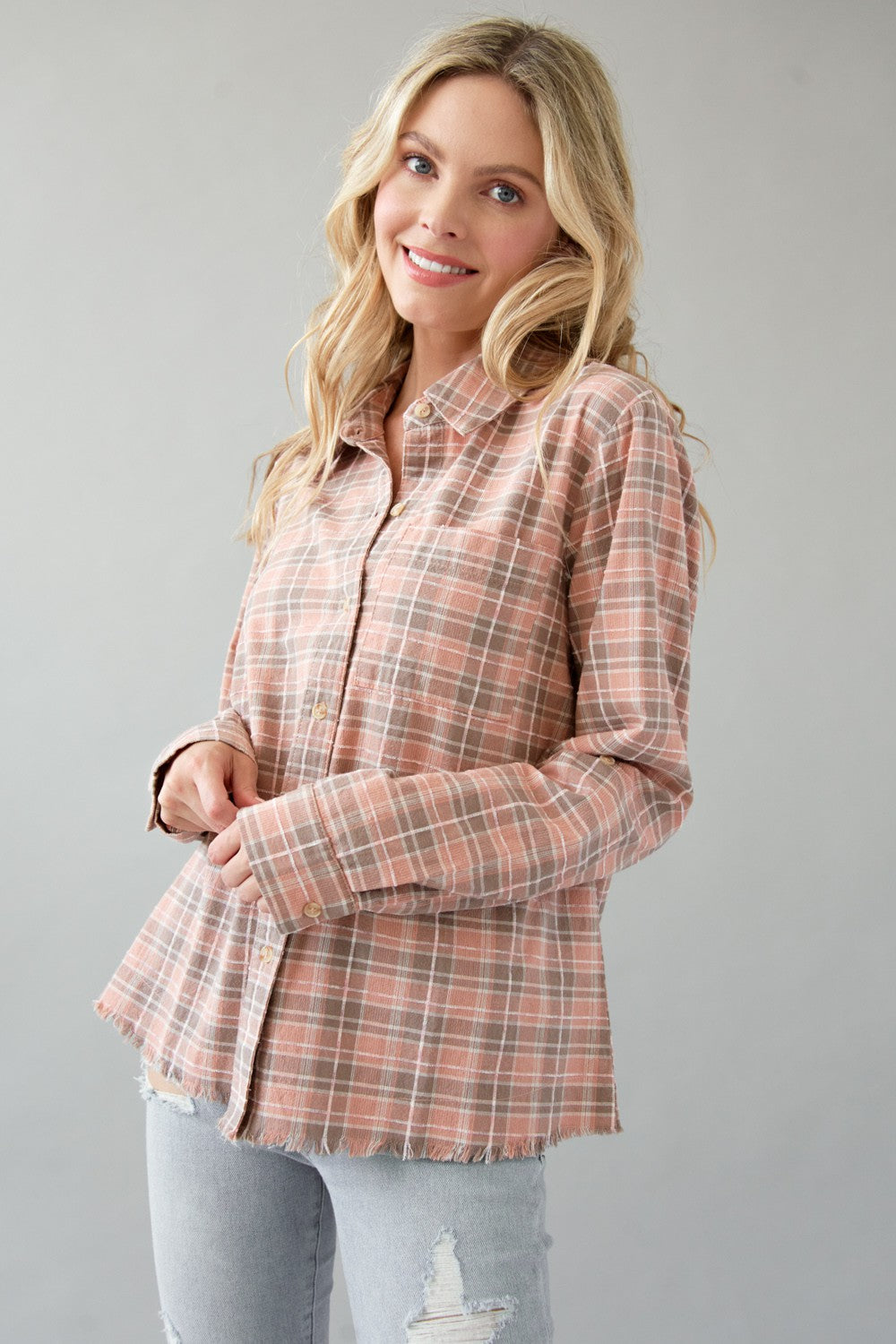 Plaid Shirt with Rollable Sleeves