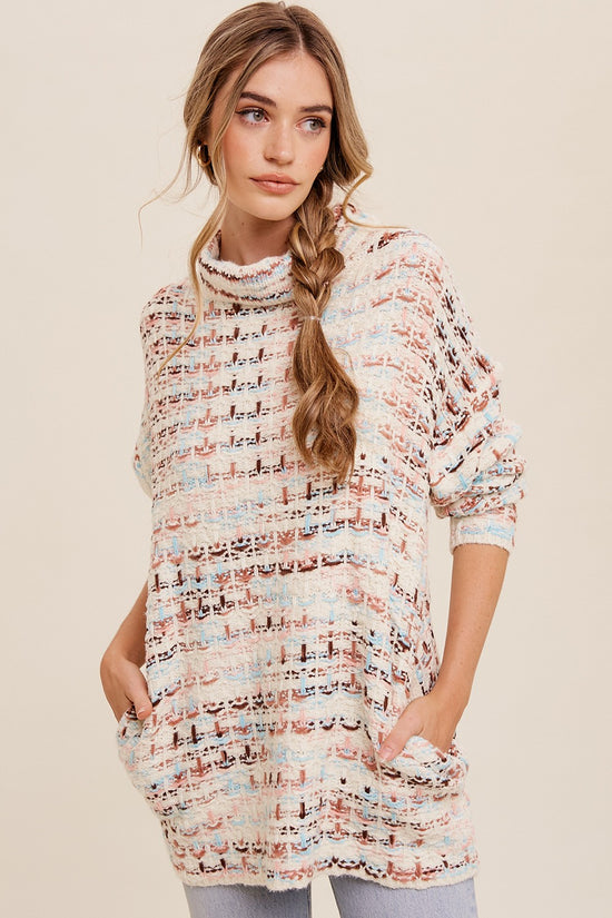 Tweed Turtle Neck Sweater