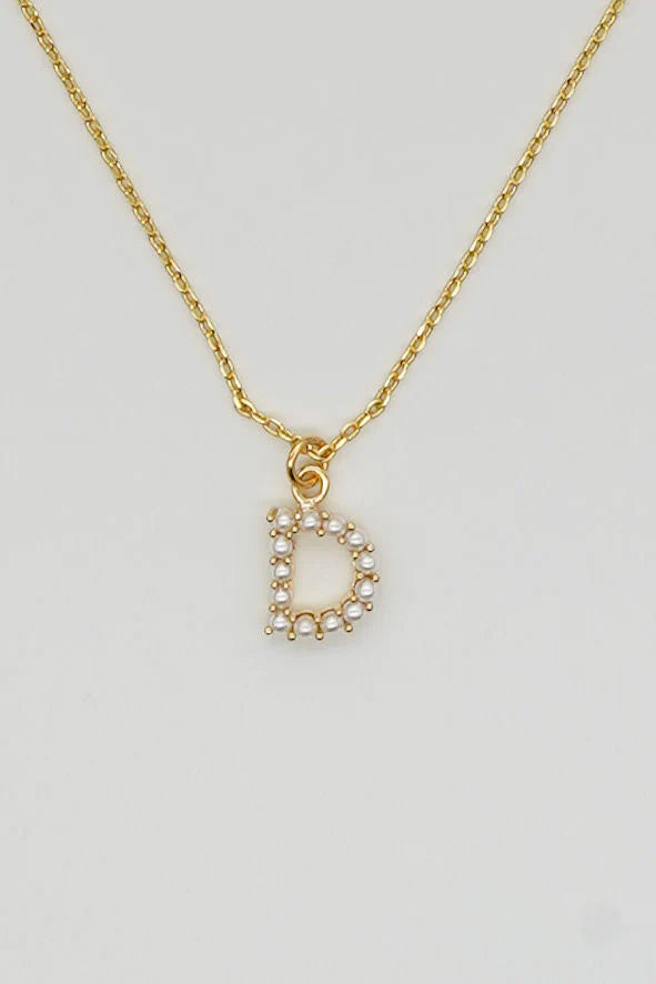 Brenda Grands Jewelry | Dainty Love Pearl Initial Necklace