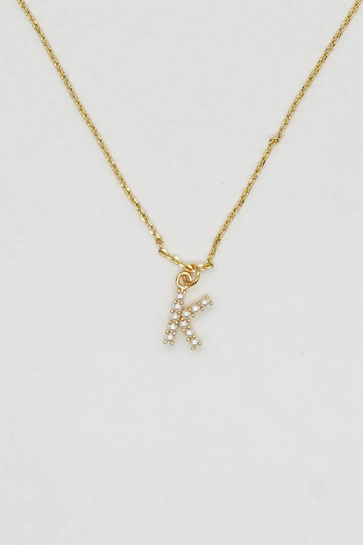 Brenda Grands Jewelry | Dainty Love Pearl Initial Necklace
