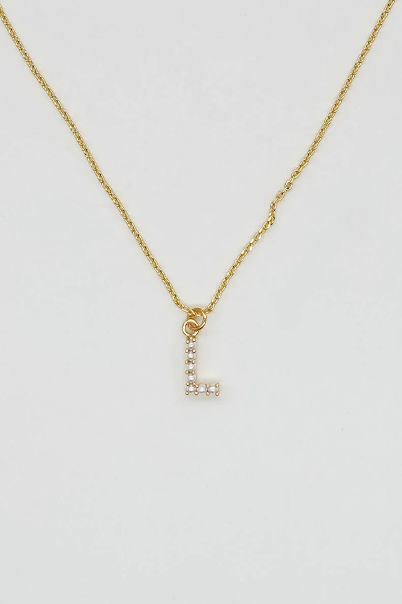 Brenda Grands Jewelry | Dainty Love Pearl Initial Necklace