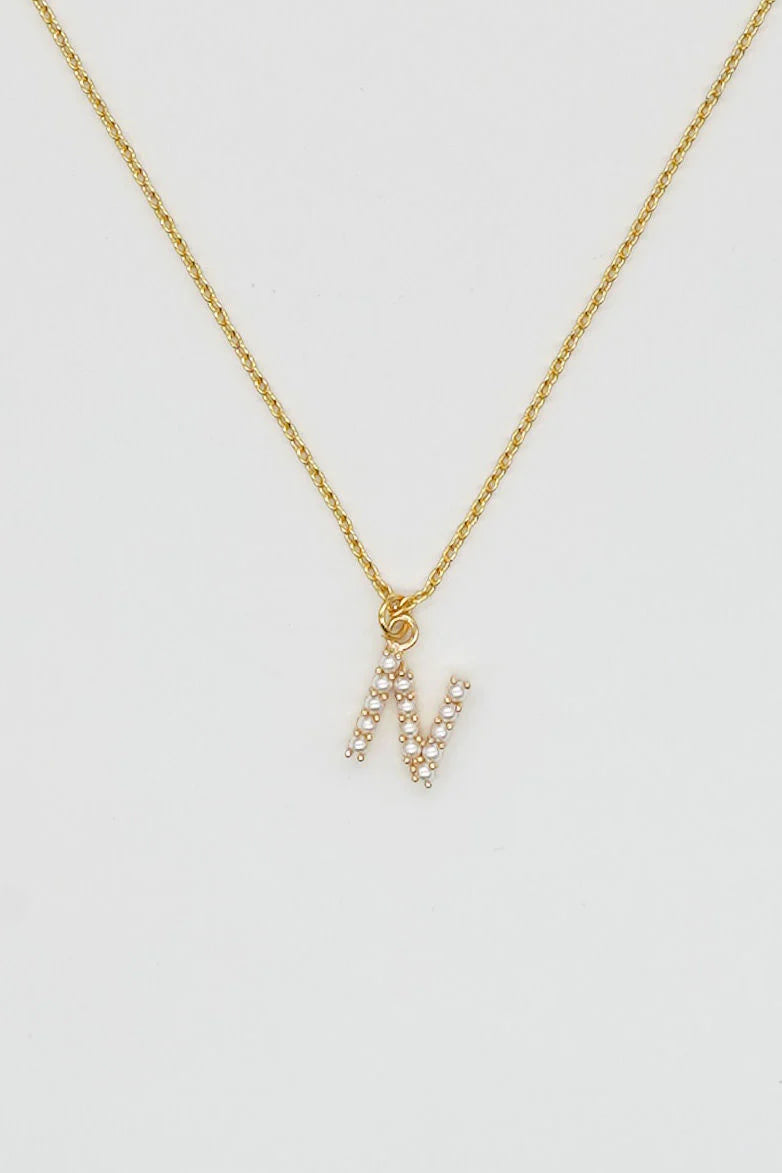 Brenda Grands Jewelry | Dainty Love Pearl Initial Necklace