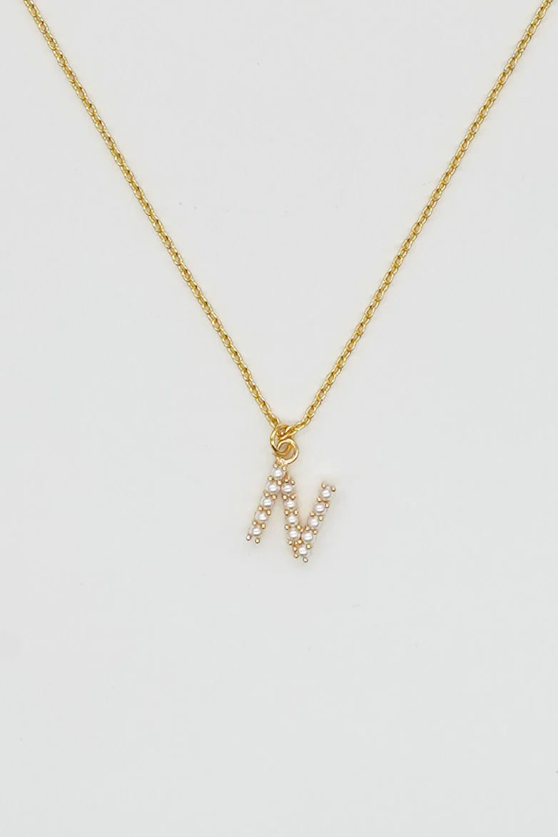 Dainty Love Pearl Initial Necklace