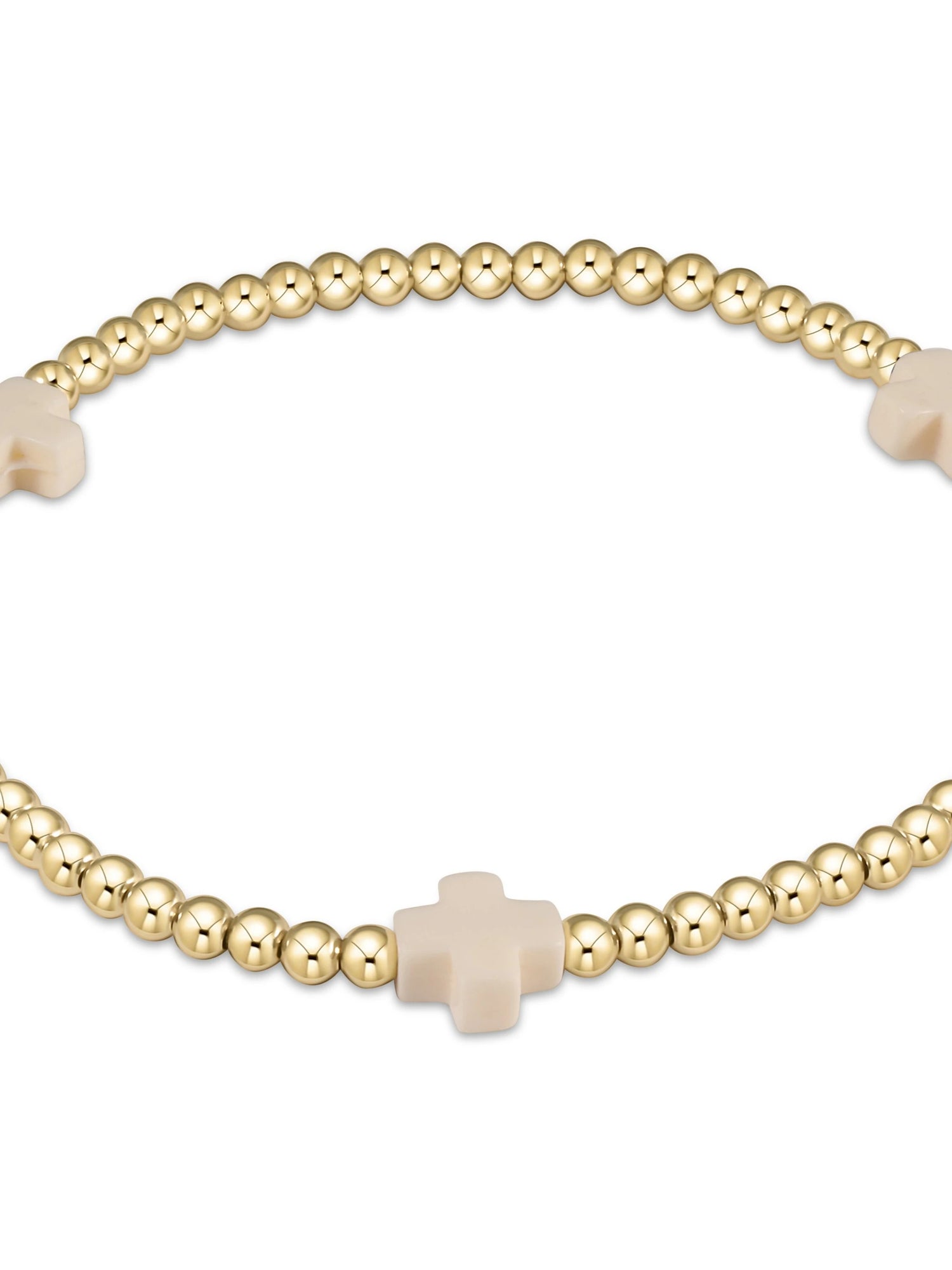 Enewton | Signature Cross Gold Pattern 3mm Bead Bracelet - Off White
