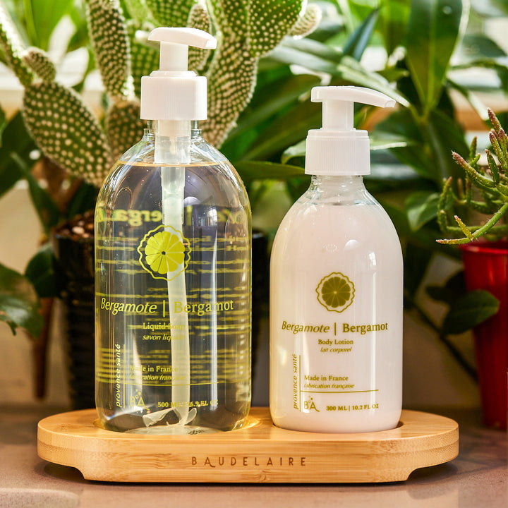 Liquid Soap & Lotion Set with Bamboo Tray